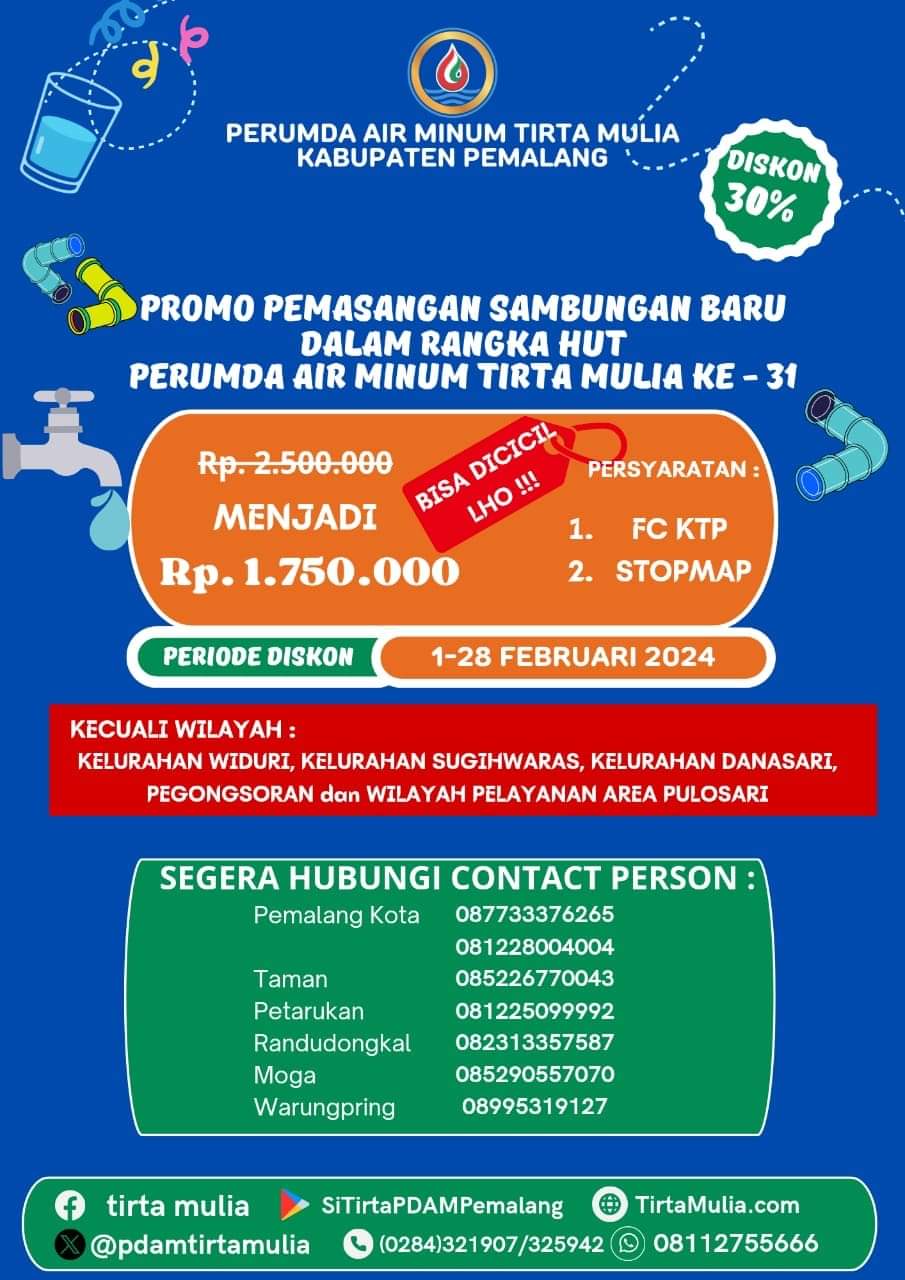 HUT perumda Tirta Mulia Pemalang