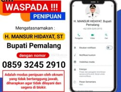 Waspada Penipuan !!! Mengatasnamakan Bupati Pemalang Mansur Hidayat