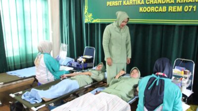 Peringati HUT, Persit Kodim Cilacap Gelar Donor Darah Berikan Kontribusi Positif Meningkatkan Stok Darah di PMI