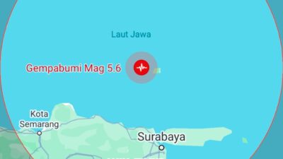 Lagi, Gempa Guncang Tuban Jatim Magnitudo 5,6 Tidak Berpotensi Tsunami