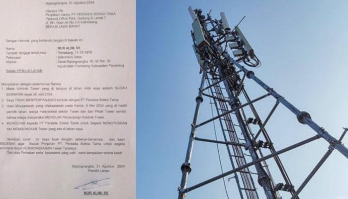 Tak Main-main!!! Warga Bojongnangka Pemalang Desak PT Persada Sokka Tama Bekasi Untuk Segera Bongkar Tower Telekomunikasi