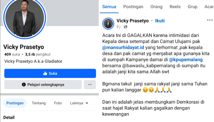 Cabup Vicky Prasetyo Diduga tuding Kades & Camat ulujami lakukan Intimidasi Masalah Sepak bola, Ketua Relawan CMI : Bisa Jadi Itu Play In Victim