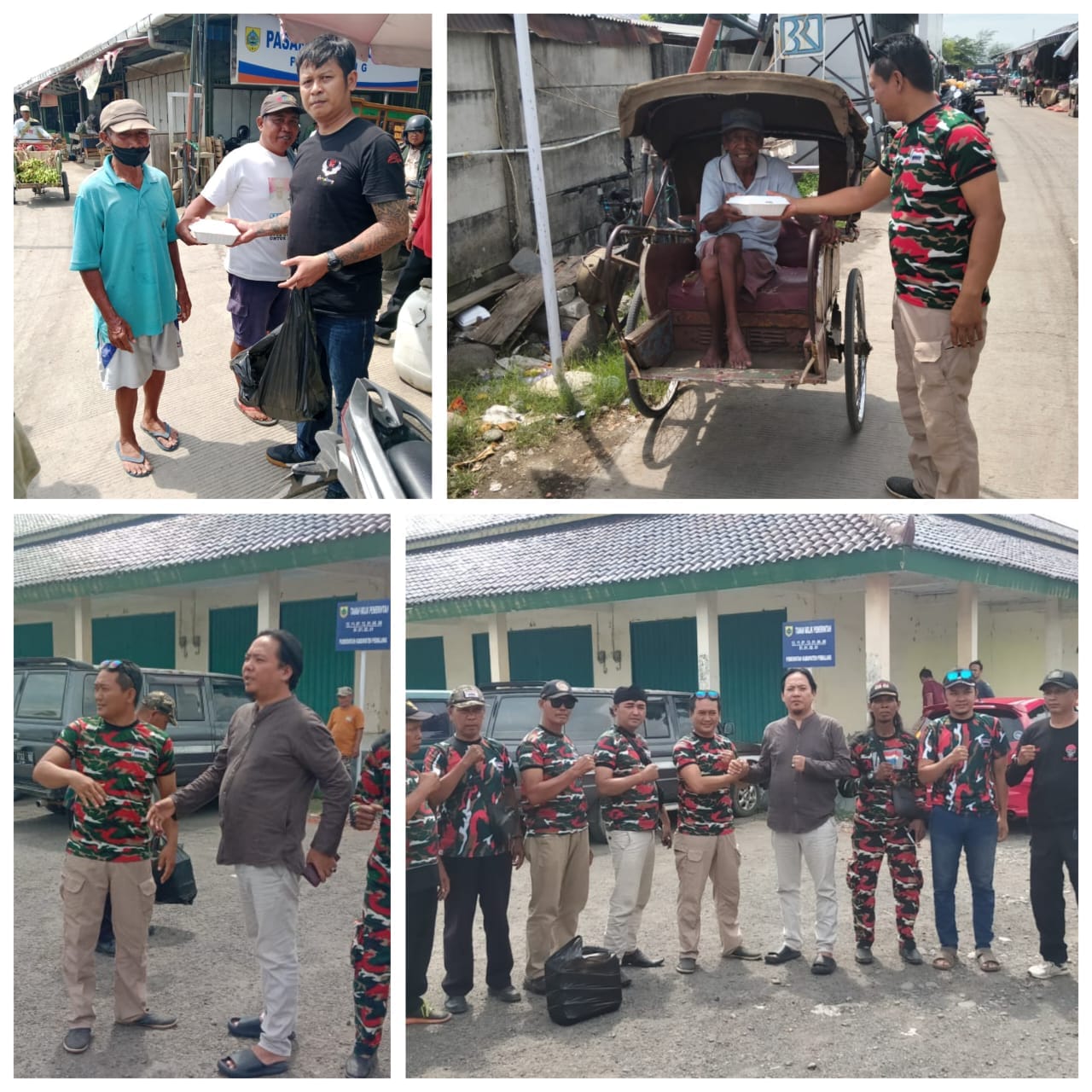 LMP, 234 SC, dan Diskoperindag Pemalang Bersatu untuk Kebersihan Pasar dan Berbagi Nasi Kotak