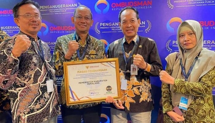 Pemalang Raih Penghargaan Ombudsman RI dengan Nilai 98,59