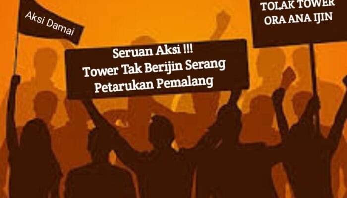 Aksi Demo Tuntut Kejelasan Tower Tak Berijin di Serang Petarukan, Pemalang