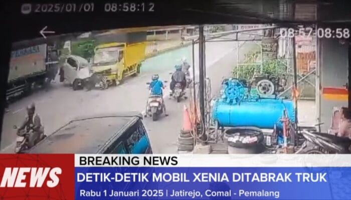 Mengerikan! Detik-Detik Mobil Xenia Ditabrak Truk dari Dua Arah Sekaligus di Comal
