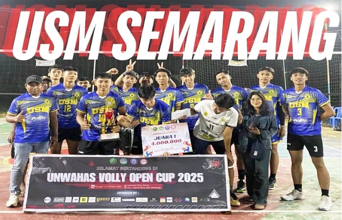 Tim Volly Putra USM Juara Turnamen UNWAHAS Volly Open Cup 2025