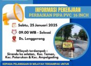 Perumda Tirta Mulia Lakukan Perbaikan Pipa di Desa Lenggerong, Pelanggan Diimbau Menyimpan Air