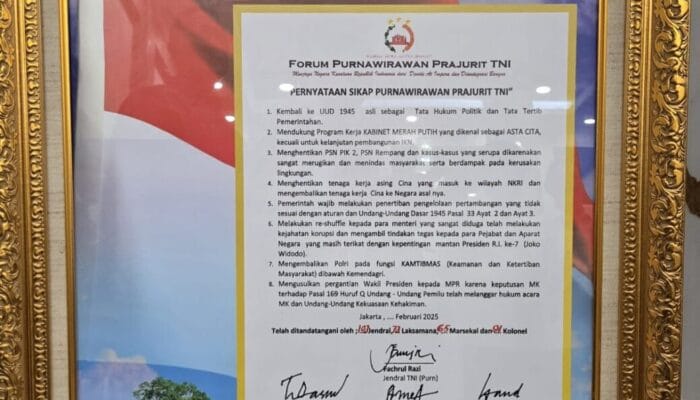 Mantan Petinggi TNI Ajukan 8 Tuntutan: Dari Revisi Kebijakan hingga Isu Konstitusional