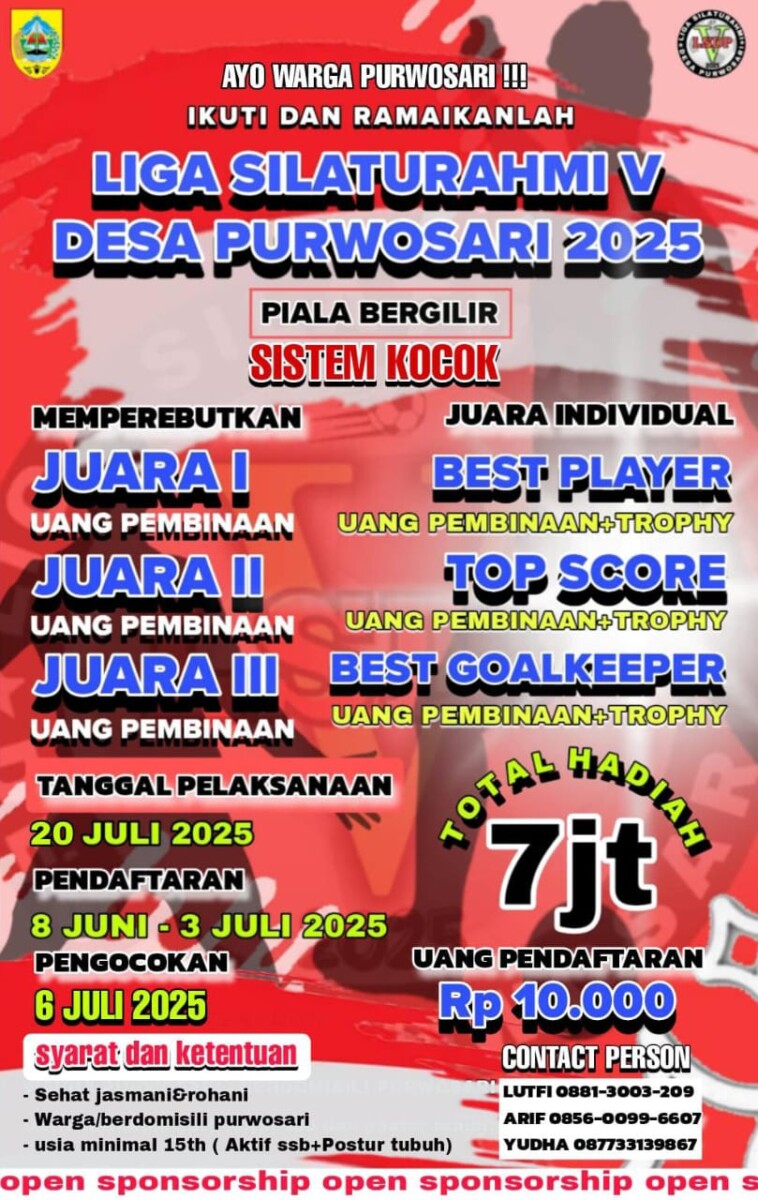 Rebut Total Hadiah 7 Juta! Liga Silaturahmi V Purwosari 2025 Dimulai!