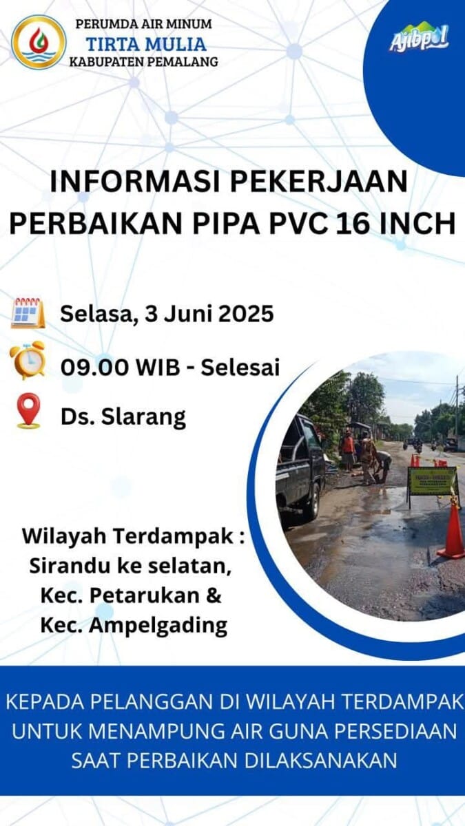 Perhatian: Gangguan Air Bersih di Sirandu, Petarukan, Ampelgading