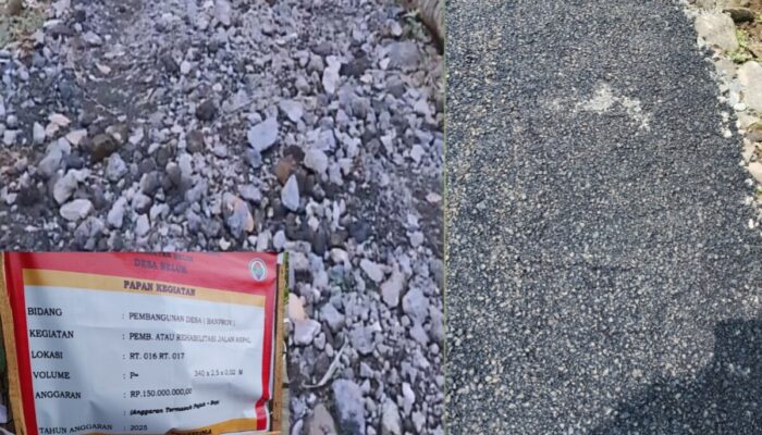 Proyek Banprov Aspal Rp150 Juta di Desa Beluk Disorot, Kualitas Aspal Dipertanyakan !