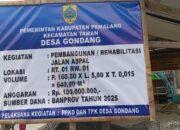 Sorotan Proyek Rp 100 juta Jalan Aspal di Desa Gondang Pemalang
