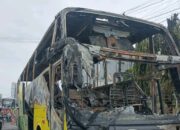 Begini Kondisi Bus Kuning Pasca Terbakar di Dekat Simpang Indoporlen Tambun Selatan