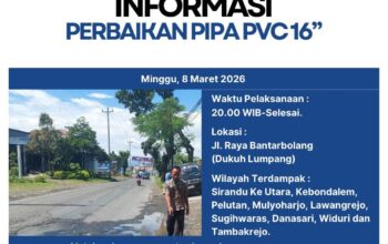 Perbaikan Pipa PVC 16 Inci di Jalan Raya Bantarbolang, Pasokan Air di Sejumlah Wilayah Pemalang Terganggu