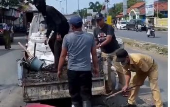 DPUPR Kabupaten Pemalang Melalui UPJI Wilayah VIII Comal Lakukan Penambalan Jalan di Ruas Lingkar Kota