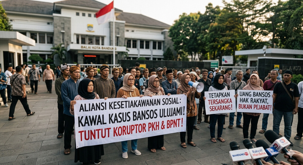 Aliansi Kesetiakawanan Sosial melakukan aksi kawal kasus korupsi bansos di Kabupaten Pemalang
