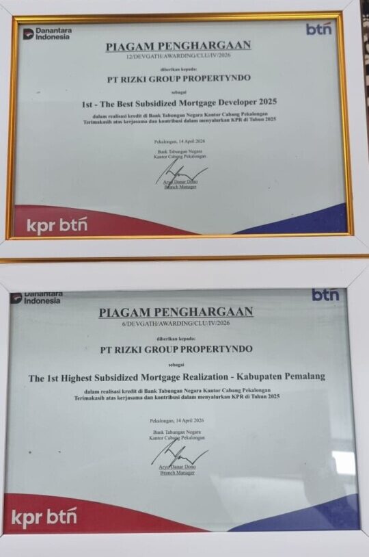 Bangga! Developer Asal Pemalang PT RGP Sabet Gelar Terbaik di Pekalongan Raya