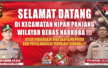 Cegah Penyalahgunaan Narkoba Polres Tanjab Timur dan polsek nipah panjang gencarkan pemasangan banner anti narkoba