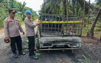 Kapolsek Rantau Rasau Sigap Tangani TKP Kebakaran 1 Unit Mobil Di Jalan Lintas Desa Tri Mulya