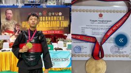Rizki Pawang Setiawan, pesilat muda berbakat asal SMPN 2 Pemalang yang memegang medali emas kejuaraan pencak silat nasional.
